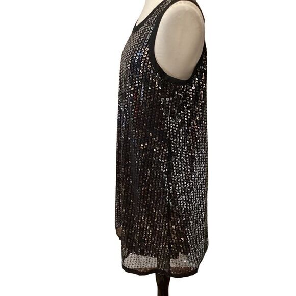 NWT Calvin Klein Sequin Racerback Shift Dress M Black - Picture 4 of 12